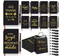 Sinmoe Bulk Christmas Thank You Pen and Notebook Gift Sets Employee Appreciation Gifts Bulk Inspirational Keychains and Bags for Office Coworker Staff Teacher Team Women Men, Black(10 Sets)