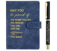 Sinmoe Employee Appreciation Thank You Gifts Christmas Leather Notebook and Pen Set New Job Leaving Gifts for Men Women Volunteer Team Colleague Coworker Teacher Office(Dark Blue,Difference)