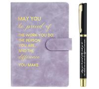 Sinmoe Employee Appreciation Thank You Gifts Christmas Leather Notebook and Pen Set New Job Leaving Gifts for Men Women Volunteer Team Colleague Coworker Teacher Office(Light Purple,Difference)