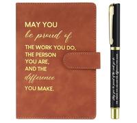 Sinmoe Employee Appreciation Thank You Gifts Christmas Leather Notebook and Pen Set New Job Leaving Gifts for Men Women Volunteer Team Colleague Coworker Teacher Office(Brown,Difference)