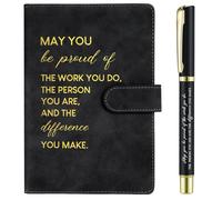 Sinmoe Employee Appreciation Thank You Gifts Christmas Leather Notebook and Pen Set New Job Leaving Gifts for Men Women Volunteer Team Colleague Coworker Teacher Office(Black,Difference)