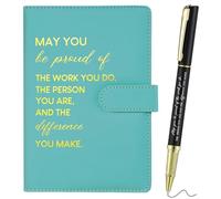 Sinmoe Employee Appreciation Thank You Gifts Christmas Leather Notebook and Pen Set New Job Leaving Gifts for Men Women Volunteer Team Colleague Coworker Teacher Office(Green,Difference)