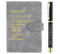 Sinmoe Employee Appreciation Thank You Gifts Christmas Leather Notebook and Pen Set New Job Leaving Gifts for Men Women Volunteer Team Colleague Coworker Teacher Office(Dark Gray,Difference)
