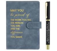 Sinmoe Employee Appreciation Thank You Gifts Christmas Leather Notebook and Pen Set New Job Leaving Gifts for Men Women Volunteer Team Colleague Coworker Teacher Office(Blue,Difference)
