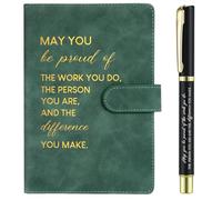 Sinmoe Employee Appreciation Thank You Gifts Christmas Leather Notebook and Pen Set New Job Leaving Gifts for Men Women Volunteer Team Colleague Coworker Teacher Office(Dark Green,Difference)