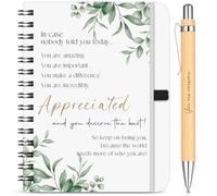 Sinmoe Inspirational Gift Set Spiral Notebooks with Bamboo Pen Elegant Watercolor Botanical Notebook Journal Thank You Gifts for Women Men Friends Pocket Notepads for Office Home Gift Supplies
