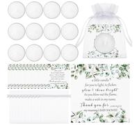 Sinmoe Shower Candle Favors Kit: 12 Sets with 12 Tea Light Candles, Thank Tags & Return Gift Bags - Perfect for Reveals & Birthdays