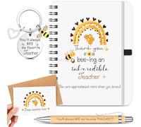 Sinmoe Teacher Appreciation Gifts Set Includes Lined Blank Page Notebook Teacher Keychain Ballpoint Pen Cute Bee Greeting Card with Envelope for Women Men Thank You Gifts Graduation Christmas