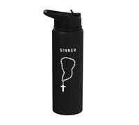 Sinner Rosary - Minimalist Christian Religious Prayer Chain Stainless Steel Insulated Water Bottle