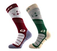 Sinner Ski Mountain Socks Twin Pack: Burgandy/Green: 45-47 Size: 45-47