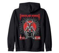 Sinners are winners 666 Hellfire Occult Devil Satan Zip Hoodie