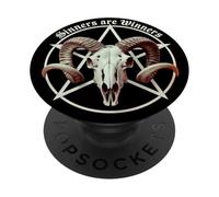 Sinners Are Winners Ram Skull Pentagram Occult Satanic Gothi PopSockets Adhesive PopGrip
