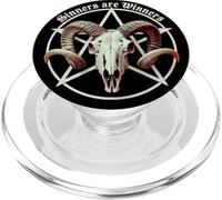 Sinners Are Winners Ram Skull Pentagram Occult Satanic Gothi PopSockets PopGrip for MagSafe