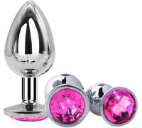 Sinners Den 3 PCS Butt Plug, Stainless Steel Non Slip Anal Plug in 3 Sizes, Anal Plugs Trainer Kit, Comfortable Set for Beginner & Advanced, Anal Sex Toys for Men, Anal Toys for Women (Pink)