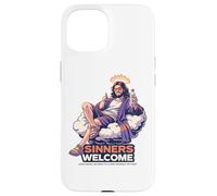 Sinners Welcome Jesus Saves Funny Christian Faith Quote Case for iPhone 15