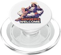 Sinners Welcome Jesus Saves Funny Christian Faith Quote PopSockets PopGrip for MagSafe