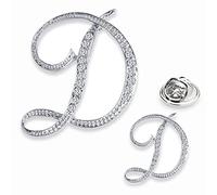 SINNKY A-Z English Letter Brooch for Woman Silver Alloy Brooch for Clothing Accessories 2size/Set