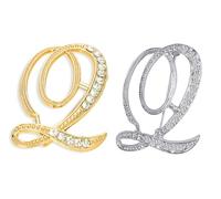 SINNKYA-Z Woman’s 26 Letter Initial Brooch Pins, Gold Clear Crystal Rhinestone Breastpins Letter Stocking Pins for gifts, 2IN, Metal, clear crystal