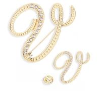 SINNKYA-Z Woman’s 26 Letter Initial Brooch Pins, Gold Clear Crystal Rhinestone Breastpins Letter Stocking Pins for gifts 2size/package, Metal, clear crystal