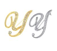 SINNKYA-Z Woman’s 26 Letter Initial Brooch Pins, Gold Clear Crystal Rhinestone Breastpins Letter Stocking Pins for gifts, 2IN, Metal, clear crystal