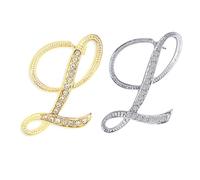 SINNKYA-Z Woman’s 26 Letter Initial Brooch Pins, Gold Clear Crystal Rhinestone Breastpins Letter Stocking Pins for gifts, 2IN, Metal, clear crystal