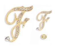 SINNKYA-Z Woman’s 26 Letter Initial Brooch Pins, Gold Clear Crystal Rhinestone Breastpins Letter Stocking Pins for gifts 2size/package, Metal, clear crystal