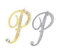 SINNKYA-Z Woman’s 26 Letter Initial Brooch Pins, Gold Clear Crystal Rhinestone Breastpins Letter Stocking Pins for gifts, 2IN, Metal, clear crystal