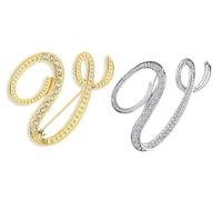 SINNKYA-Z Woman’s 26 Letter Initial Brooch Pins, Gold Clear Crystal Rhinestone Breastpins Letter Stocking Pins for gifts, 2IN, Metal, clear crystal