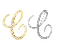 SINNKYA-Z Woman’s 26 Letter Initial Brooch Pins, Gold Clear Crystal Rhinestone Breastpins Letter Stocking Pins for gifts, 2IN, Metal, clear crystal