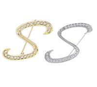 SINNKYA-Z Woman’s 26 Letter Initial Brooch Pins, Gold Clear Crystal Rhinestone Breastpins Letter Stocking Pins for gifts, 2IN, Metal, clear crystal