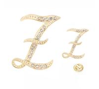 SINNKYA-Z Woman’s 26 Letter Initial Brooch Pins, Gold Clear Crystal Rhinestone Breastpins Letter Stocking Pins for gifts 2size/package, Metal, clear crystal