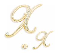 SINNKYA-Z Woman’s 26 Letter Initial Brooch Pins, Gold Clear Crystal Rhinestone Breastpins Letter Stocking Pins for gifts 2size/package, Metal, clear crystal