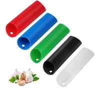 Sinnsally Garlic Peeler Skin Remover Roller Keeper,Easy Quick to Peeled Garlic Cloves with Silicone Tube Roller Garlic Peeling Kitchen Tool (5 Colors)