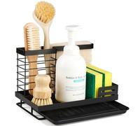 Sinnsally Kitchen Sink Tidy Caddy Area Organiser,Soap Tray Dish Brush Sponge Holder,Sink Storage Rack for Countertop,Washing up Caddy,Dishcloth Hanger,Sinkware Organizer for Kitchen Accessories