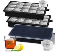 Sinnsally Silicone Ice Cube Trays,3 Pack Ice Cube Tray for Freezer with Lid | 15 Square Ice Cube Molds Set,Large Ice Moulds Maker,Stackable Ice Trays Containers for Whiskey,Easy Release & BPA Free