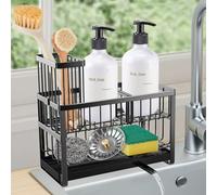 Sinnsally Sink Caddy Organiser Kitchen Sink Tidy Organizer,2 Tier Soap Dish Tray Washing up Caddy Sinkware Organiser,Sponge Holder for Kitchen Accessories Storage Rack with Brush Holder