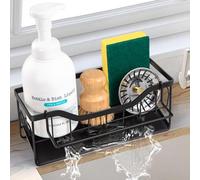 Sinnsally Sink Caddy Tidy Organiser with Self Draining Tray,Sponge Holder Sink Storage Rack,Washing up Utensil Caddy for Countertop Kitchen Storage & Organisation (With Discloth Holder)