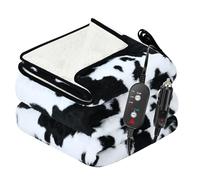 Sino Salected Cow Print Heated Car Throw Blanket, Updated 12/24 Volt Electric Blanket, 3 Heating Levels & 4 Hours Auto Off, Portable Heated Blanket for car, Truck, SUV, RV & Camping, Washable