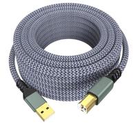 Sinoacc Printer Cable USB A to USB B 480Mbps High Speed Cable Cord Compatible with HP Canon Dell Epson Brother Lexmark Xerox Piano DAC Keyboard DJ Controller - Gold-Plated Plug, Nylon Braided, 5M