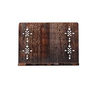 SINOBEST Book Stand with Page Clips, Foldable Reading Rest Holder, Portable Desk Bookrest, Cookbook/Tablet PC/Music Document Stand, Adjustable Wood Reading Frame (Chinese Knot, 11.8 x 8.7 inches)