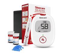 sinocare Diabetes Testing Kit / Blood Glucose Monitor Safe AQ Voice / Glucometer with Voice Reminder and Light Warning, with Blood Sugar Test with Strips x 50 & Case -in mmol/L