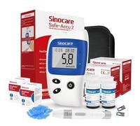 sinocare Diabetes Testing Kit/Blood Sugar Monitor Safe-Accu2 /Blood Glucose Monitor with Light Warning, with Strips x 100 & Lancing Devices x 100 & Case for UK Diabetics -in mmol/L