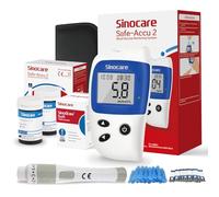 sinocare Diabetes Testing Kit Safe-Accu2, with Test Strips x 50, No Code | Blood Sugar Monitor, Light Warning Blood Glucose Monitor, with Strips x 50 & Lancing Devices x 50 & Case, for UK, in mmol/L