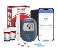 sinocare Safe AQ Air Blood Sugar Test Kit & 50 Strips, Bluetooth Connection | Diabetes Testing Kit, Bluetooth Blood Sugar Monitor with Strips x 50, Lancing Devices x 50, 5s Test Glucose Monitor-in mmol/L