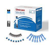 sinocare Safe AQ UG Blood Sugar Test Strips, 50pcs Blood Glucose Test Strips + 50pcs Twist Lans. for Safe AQ UG Bi-Function Monitor, Diabetes Test Strips.