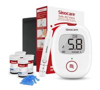 sinocare Safe AQ Voice Diabetes Testing Kit with Test Strips x 100, No Code | Voice Reminder & Light Warning, Blood Glucose Sugar Test Kit with Test Strips and Lancing Devices x 100 & Case -in mmol/L