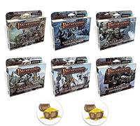 Sinoeem Bundle of All 6 Pathfinder Adventure Card Game Rise of The Runelords Expansion Decks Plus 2 Treasure Chest Buttons