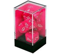 Sinoeem Chessex Polyhedral 7-Die Opaque Pink/White Dice Set