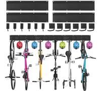 Sinoer bike storage,Bike wall mount, Bicycle Wall Bracket for 6 Bike+6 Helmets, bike racks for Garage/Home, Vertical Cycling Hanger, Holder for Road Bicycles - 4 Rails