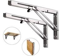 SINOFO Professional Folding Console Heavy Duty Stainless Steel Folding Console Table Folding Shelf Brackets Folding Shelf Brackets for Benches and Shelves (450 mm, Pack of 2), Silver